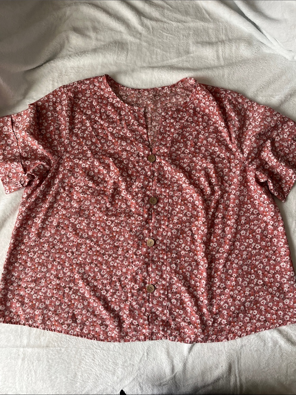 Women's Floral Button-Front Top - Pink